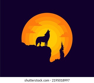 Vector illustration of a roaring wolf