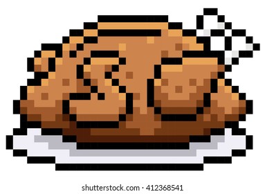 Vector illustration of roast chicken - Pixel design