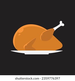 ilustración vectorial de un pavo asado servido en una placa