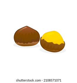 Vector illustration of roasted chestnuts isolated on white background.