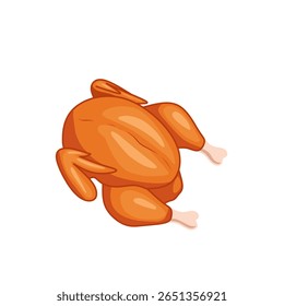 Ilustração vetorial de uma galinha assada virada para a esquerda. Comida de estilo de desenho animado plano perfeito para menus, aplicativos de cozinha e projetos de férias festivas