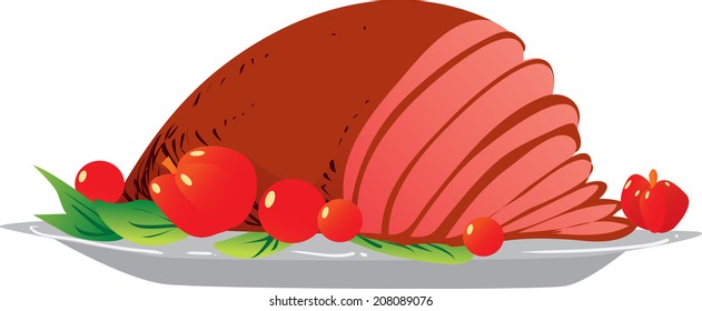 Vector illustration of roasted meat isolated on white