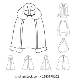 Vector illustration of robe and garment sign. Set of robe and cloth vector icon for stock.