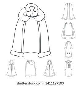 Vector illustration of robe and garment symbol. Set of robe and cloth stock vector illustration.