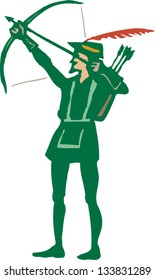 Vector Illustration Robin Hood Shooting Arrow Stock Vector (Royalty ...