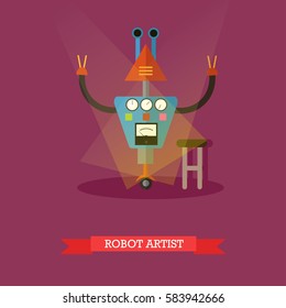 Vector illustration of robot artist. Technology concept design element, icon in flat style.