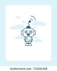 Vector illustration of robot. Call icon.