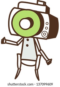 Vector illustration of a robot with a camera as head