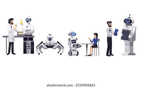 vector illustration robot collection fun design concept