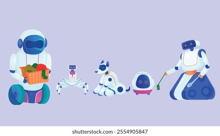 vector illustration robot collection fun design concept