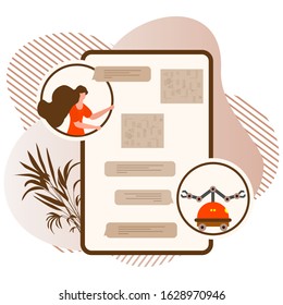 Vector illustration Robot corresponded with human. Chat bot virtual assistance. Communication through network. Customer support service. Artificial Intelligence concept. Design for website, app, print