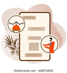 Vector illustration Robot corresponded with human. Chat bot virtual assistance. Communication through network. Customer support service. Artificial Intelligence concept. Design for website, app, print