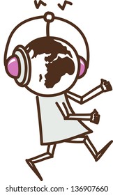 Vector illustration of a robot dancing