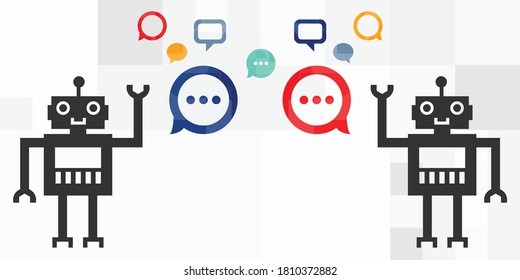 vector illustration of robot and different messages for artificial intelligence and chatbot translation options