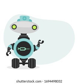 Vector illustration of robot doctor showing