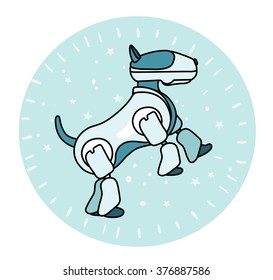 Vector illustration of robot dog is standing on its hind legs 