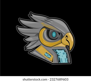 vector illustration of a robot with an eagle head, logo design for lovers of eagle robot