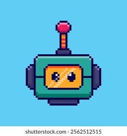 Vector Illustration of Robot Face with Pixel Art Design, perfect for game assets themed designs