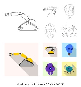Vector illustration of robot and factory icon. Collection of robot and space stock vector illustration.