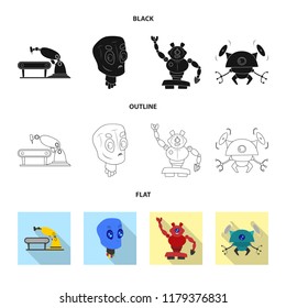 Vector illustration of robot and factory icon. Collection of robot and space vector icon for stock.