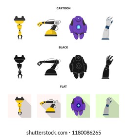 Vector illustration of robot and factory icon. Set of robot and space stock vector illustration.