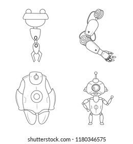 Vector illustration of robot and factory icon. Set of robot and space vector icon for stock.