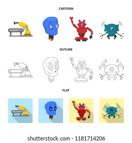 Vector illustration of robot and factory icon. Set of robot and space stock vector illustration.