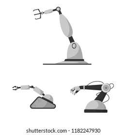 Vector illustration of robot and factory icon. Collection of robot and space stock symbol for web.