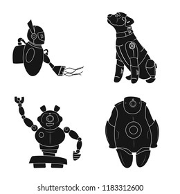 Vector illustration of robot and factory icon. Collection of robot and space vector icon for stock.