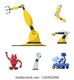 Vector illustration of robot and factory icon. Set of robot and space stock vector illustration.