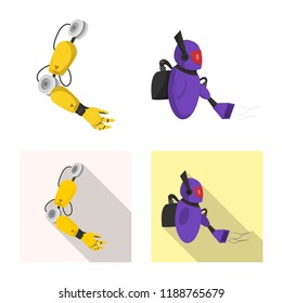 Vector illustration of robot and factory icon. Set of robot and space stock vector illustration.