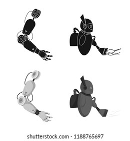 Vector illustration of robot and factory icon. Collection of robot and space stock vector illustration.