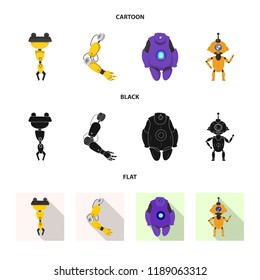 Vector illustration of robot and factory icon. Collection of robot and space vector icon for stock.