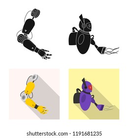 Vector illustration of robot and factory icon. Collection of robot and space stock vector illustration.