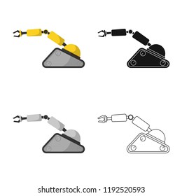 Vector illustration of robot and factory icon. Collection of robot and space vector icon for stock.
