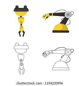 Vector illustration of robot and factory icon. Set of robot and space vector icon for stock.