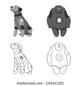 Vector illustration of robot and factory icon. Collection of robot and space vector icon for stock.