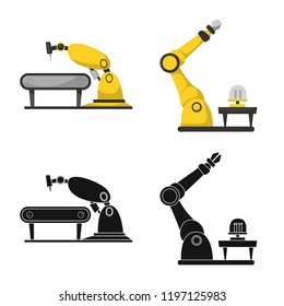 Vector illustration of robot and factory icon. Set of robot and space stock vector illustration.