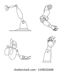 Vector illustration of robot and factory icon. Collection of robot and space stock vector illustration.