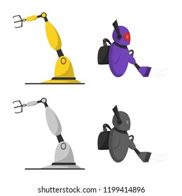 Vector illustration of robot and factory icon. Set of robot and space stock symbol for web.