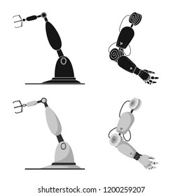 Vector illustration of robot and factory icon. Set of robot and space vector icon for stock.