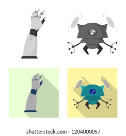Vector illustration of robot and factory icon. Collection of robot and space vector icon for stock.