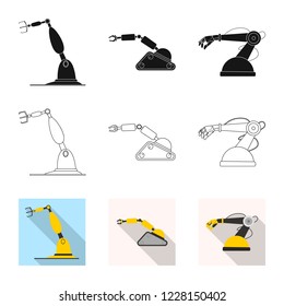 Vector illustration of robot and factory icon. Collection of robot and space stock vector illustration.