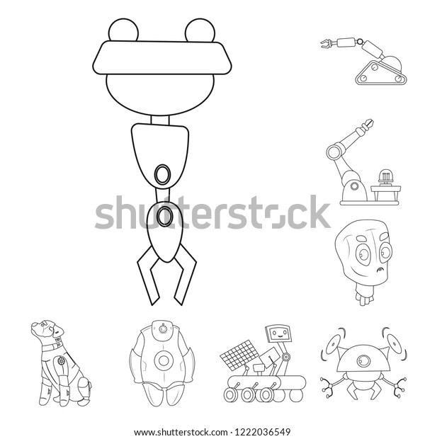 Vector Illustration Robot Factory Icon Collection Stock Vector Royalty Free