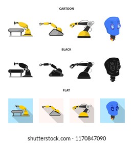 Vector illustration of robot and factory logo. Set of robot and space stock vector illustration.