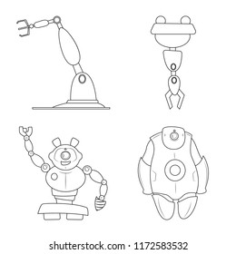 Vector illustration of robot and factory logo. Collection of robot and space stock vector illustration.