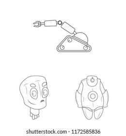 Vector illustration of robot and factory logo. Collection of robot and space stock symbol for web.