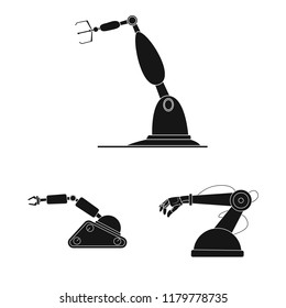 Vector illustration of robot and factory logo. Collection of robot and space vector icon for stock.