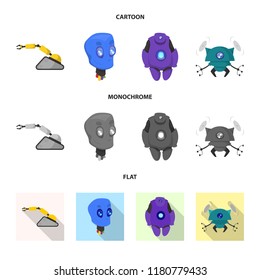 Vector illustration of robot and factory logo. Collection of robot and space stock vector illustration.