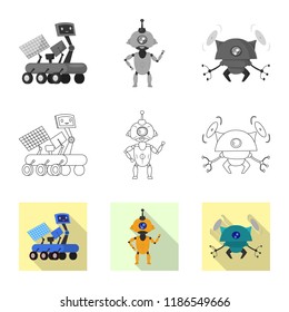 Vector illustration of robot and factory logo. Collection of robot and space stock vector illustration.